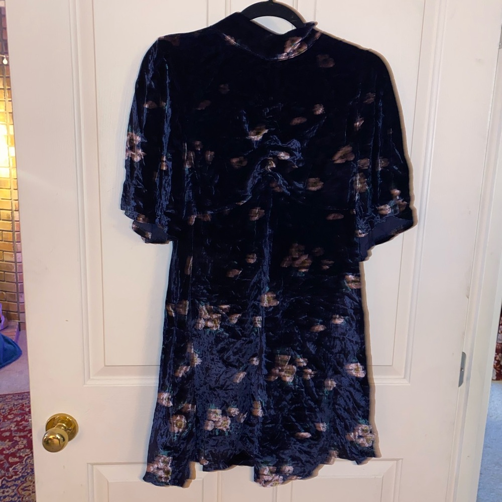 Free People Velvet Floral Mini Dress – Button Back